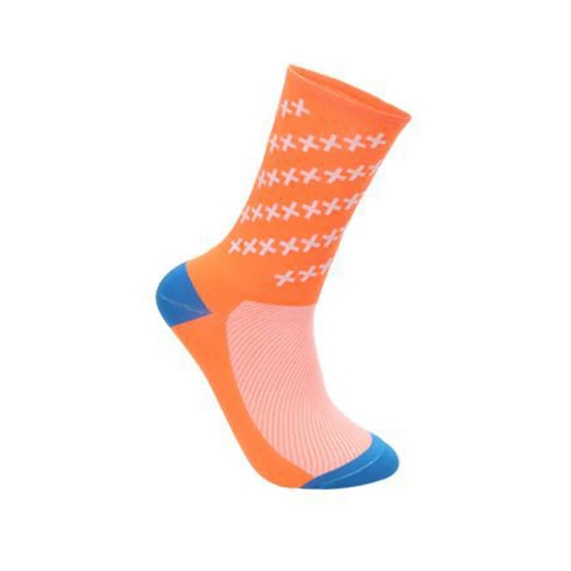 Новое поступление, носки средней длины для велоспорта, впитывающие пот дышащие спортивные носки, Компрессионные носки для бега и верховой езды для мужчин и женщин - Цвет: orange