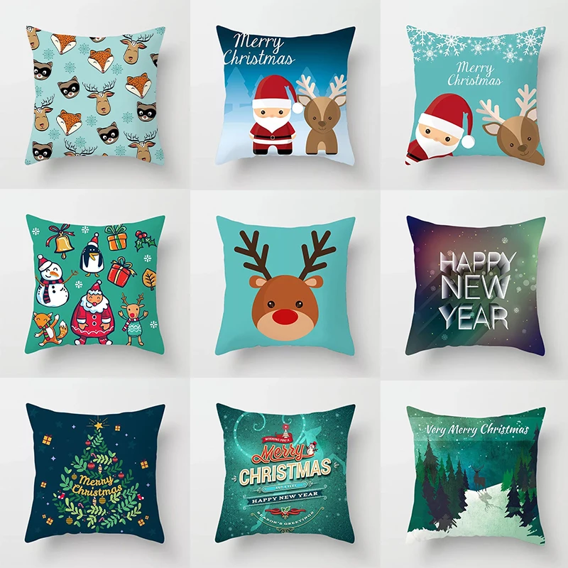 Рождественский чехол для офисной подушки с Санта-Клаусом льняной квадратной