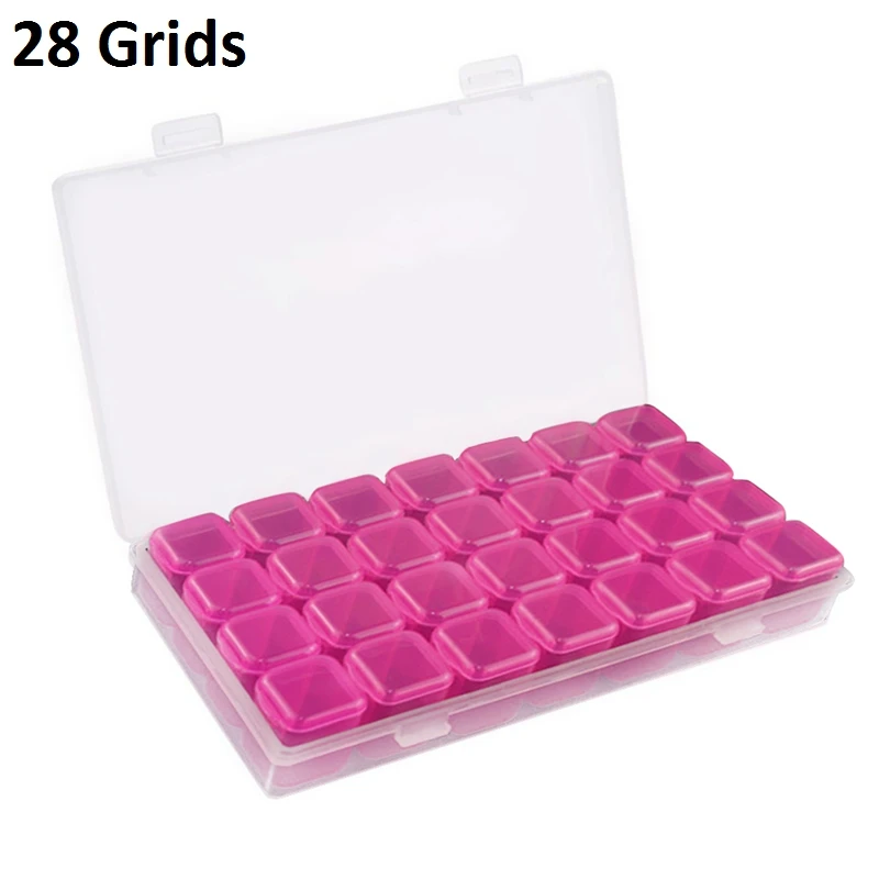 28grids D 4/28/56 сетки 5D DIY алмазная живопись дрель коробка ювелирных изделий Стразы Вышивка с украшением в виде кристаллов бисера, органайзер, хранилище, сумочка, Чехол Контейнер - Цвет: 28grids D