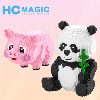 

Small Building Block Toy Creative Puzzle Spell Plug Toy Pink Pig Hair National Treasure Kitten Panda Diamond Building Block 1018