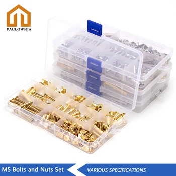 

180PCS/60PCS M5 Nickel Brass Plated Phillips Chicago Screw Binding Screws Posts Assortment Kit For Scrapbook Photo Albums