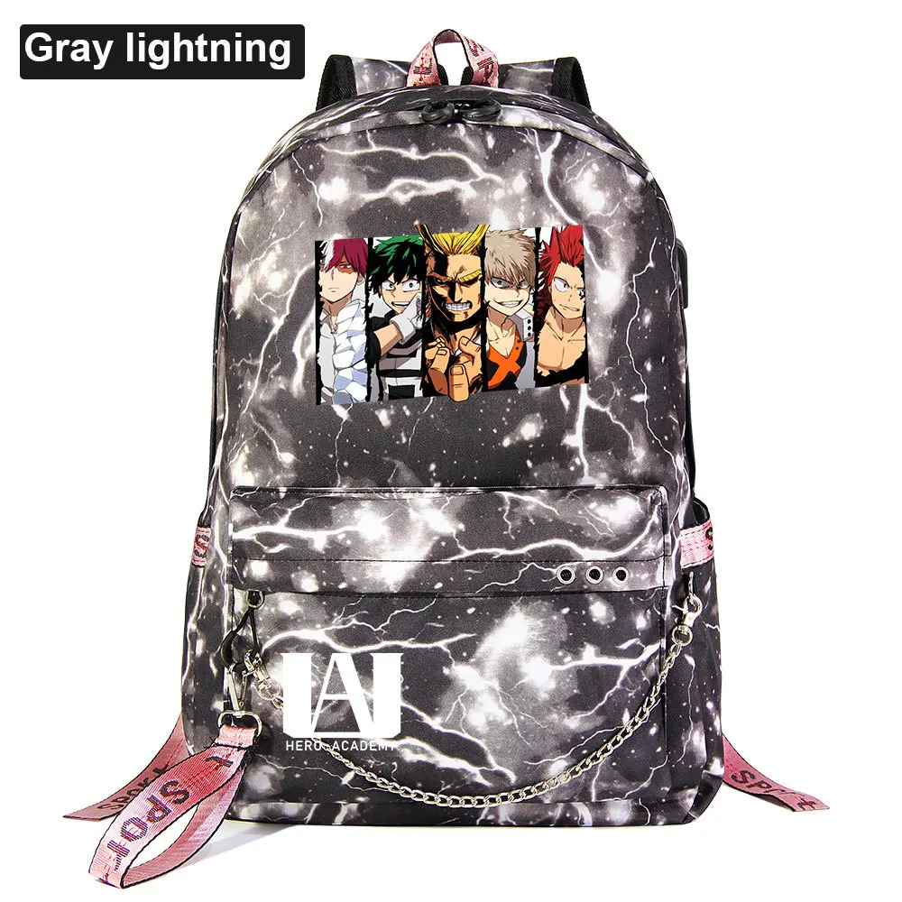 Рюкзак My Hero Academy Plus Ultra USB, школьные сумки, черный, розовый, Mochila, дорожные сумки, рюкзак на цепочке для ноутбука, с usb-портом - Цвет: Style 15