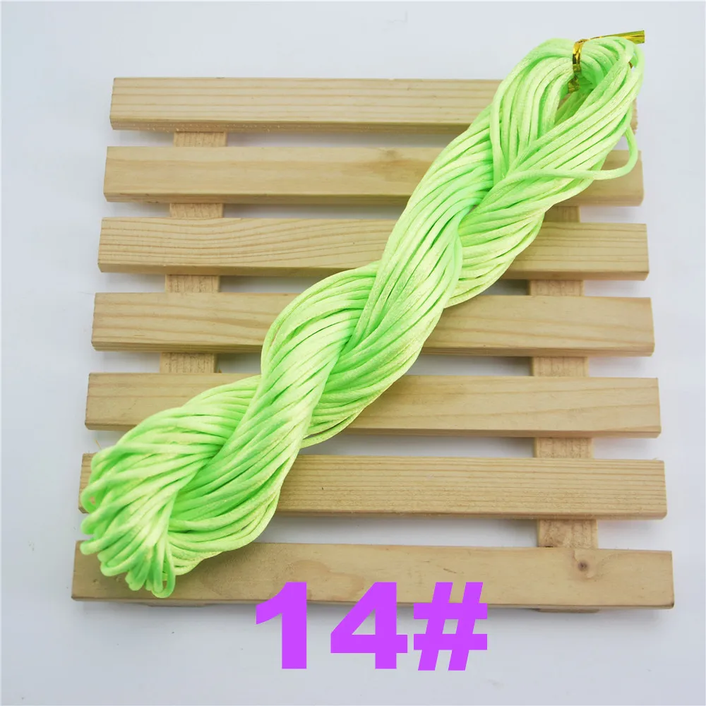 Мульти 2 мм нейлоновый шнур Kumihimo, китайская веревка с узлом, сатиновая плетеная веревка, шнуры для изготовления украшений, бисероплетение, 100 м/5 колл ds5 - Цвет: 14