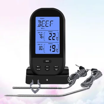

Wireless Remote Digital Cooking Food Meat Thermometer for Oven Kitchen Outdoor BBQ Grill Meat Smoker Instant Read Large LCD Disp