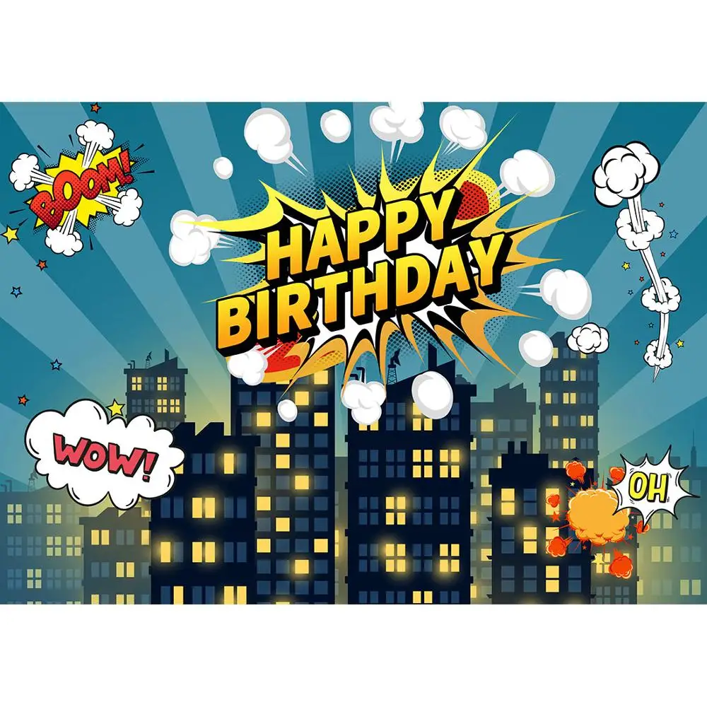 Виниловый тканевый фон для фотосъемки с изображением супергероев ночного города