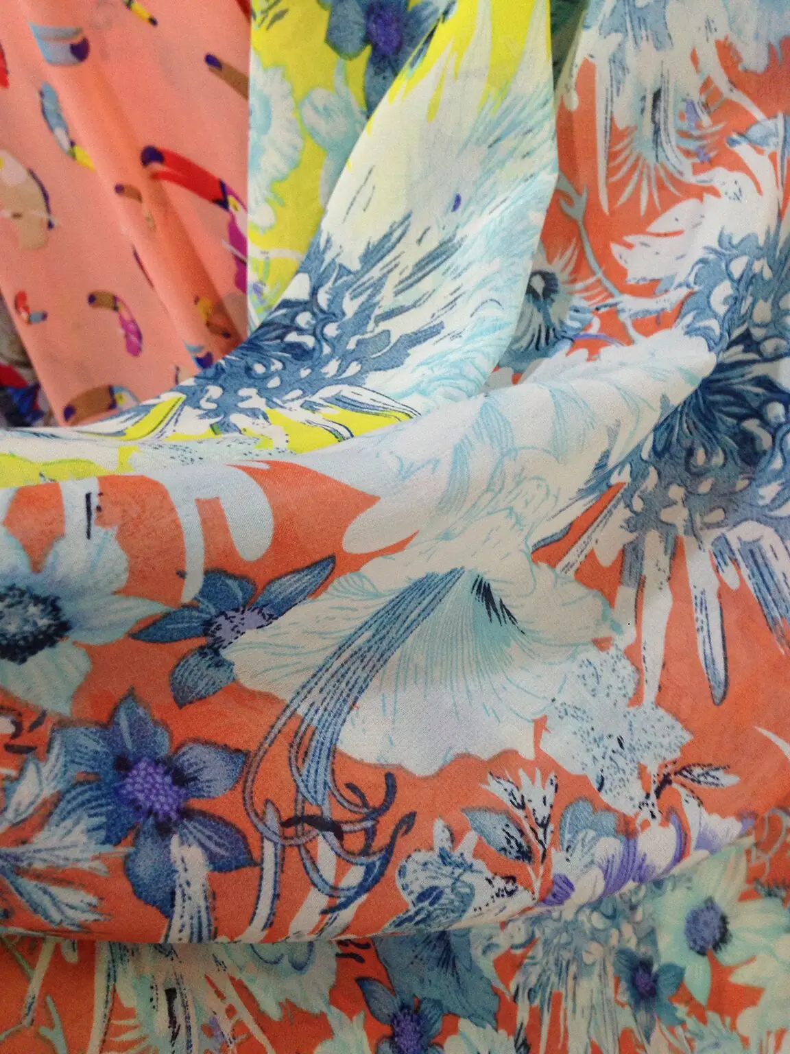 

2019 Tissus Au Metre Shipping Chrysanthemum Printed Chiffon Japan And South Korea Cloth Ladies Coat Dress Of High-grade Fabrics