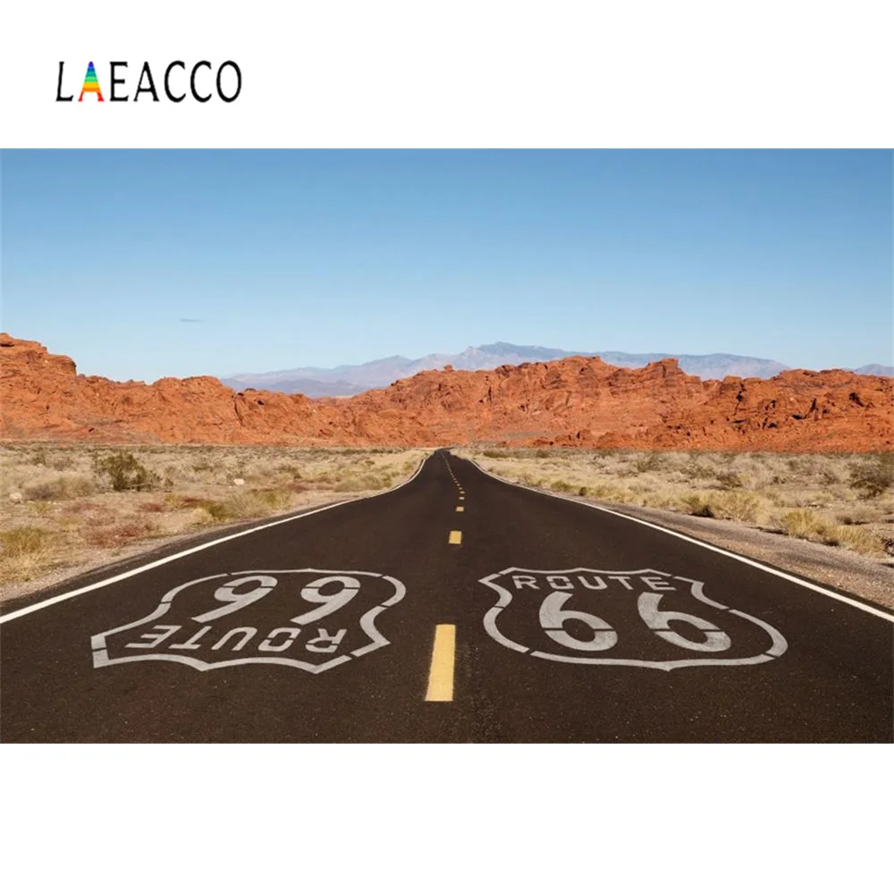 Laeacco Route 66 дорожный знак США пустынный шик синее небо Природный живописный