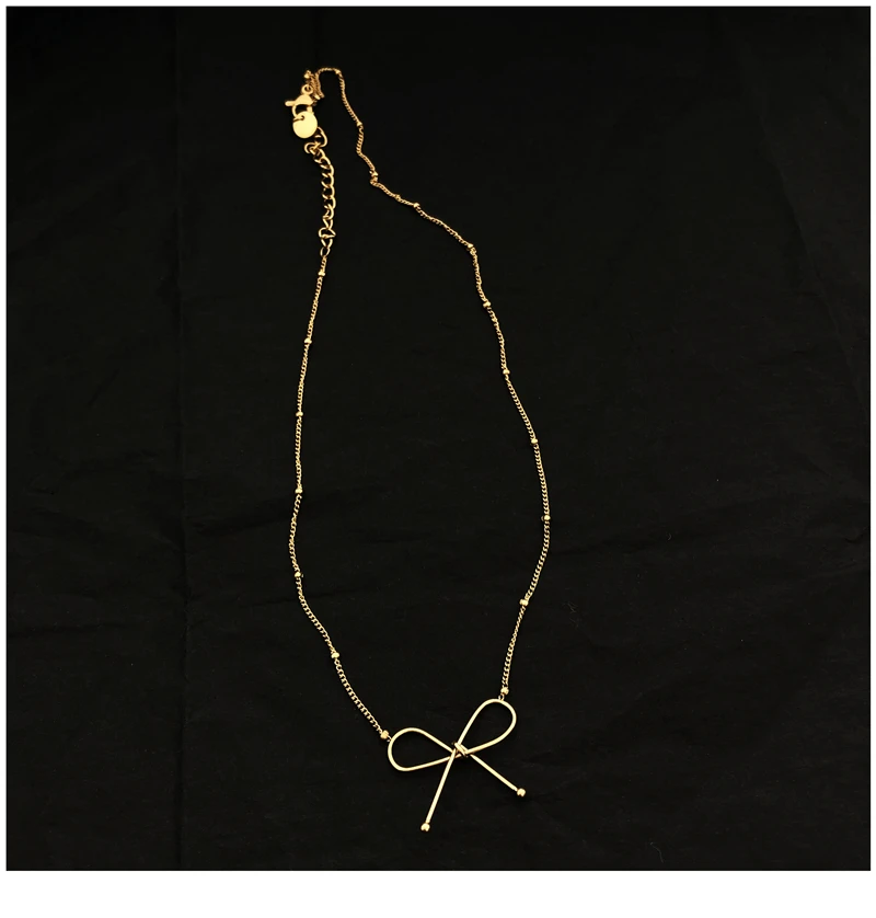 Timeless Wonder Titanium Sweet Bowknot Wrap Neck Choker Necklace Women Stainless Steel Jewelry Trendy Boho Ins Gold Top 5228