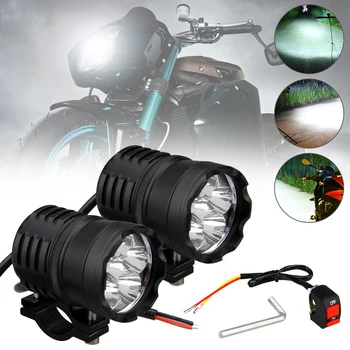 

2pcs Motorcycles Headlight 3-Modes 6500k White Super Bright Working Spot Light Headlight Fog Spot Light Auxiliary lamps Switch