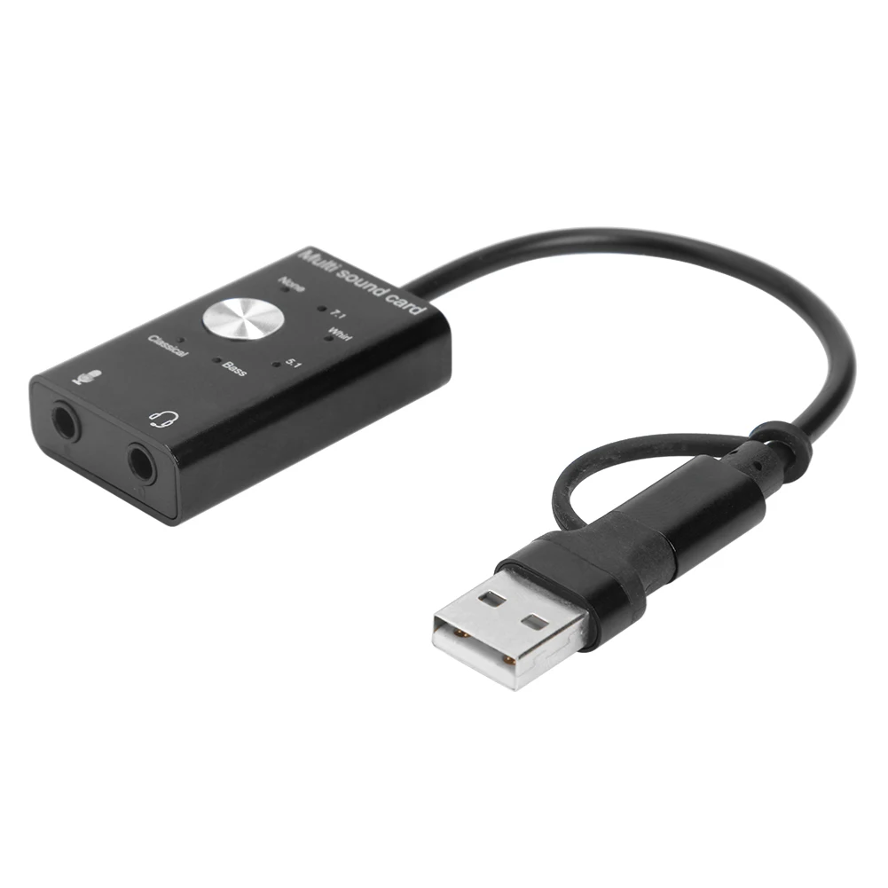 USB внешняя звуковая карта USB2.0 + Тип C до 3 5 мм разъем для наушников микрофонный