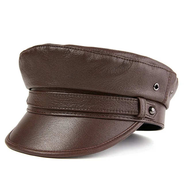 leather officer cap