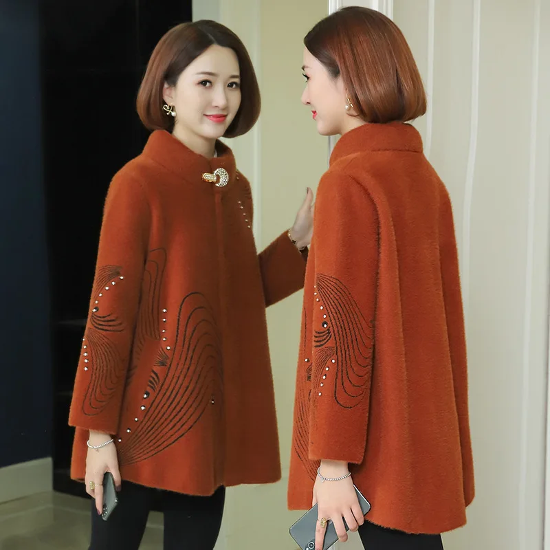 

2019 New Style Mom Autumn Clothing Faux Mink Cashmere Kuotaitai Coat Middle-aged Women's Fall And Winter Clothes Western Style N
