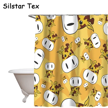 

Silstar Tex Giraffe Funny Shower Curtains Wearing Glasses And Bowtie White Curtain Bathroom Decoration