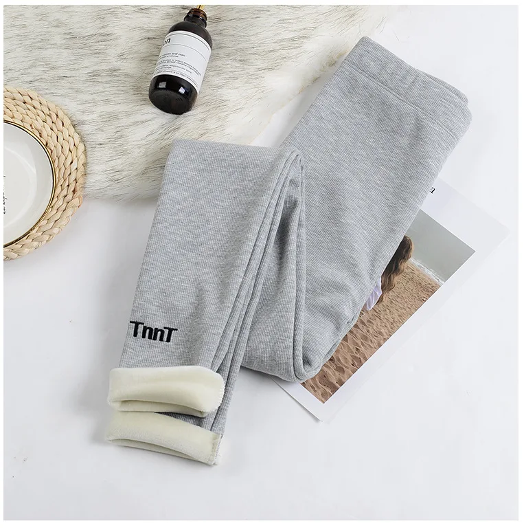 gray plus velvet GUMPRUN размера плюс осень зима черные теплые штаны вышивка обтягивающие толстые кашемировые Девушки Карандаш Леггинсы для женщин повседневные Леггинсы - Цвет: gray plus velvet