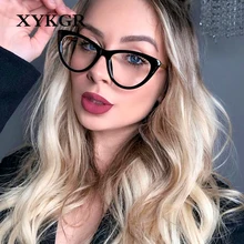 XYKGR, новинка, модные, плоские, зеркальные, для девушек, кошачьи очки, оправа, для мужчин, с близорукостью, очки, оправа для женщин, оптическая, для компьютера, очки, оправа