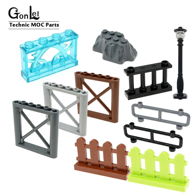 8 50 шт. городской блок серии MOC мини забор уличный светильник лестница город куст