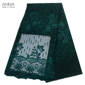 

Oil Green Prom Dress Lace French Tulle Lace Fabric Stylish African Net Lace 5 Yards/Piece Girls Beaded Lace For Evening Dress