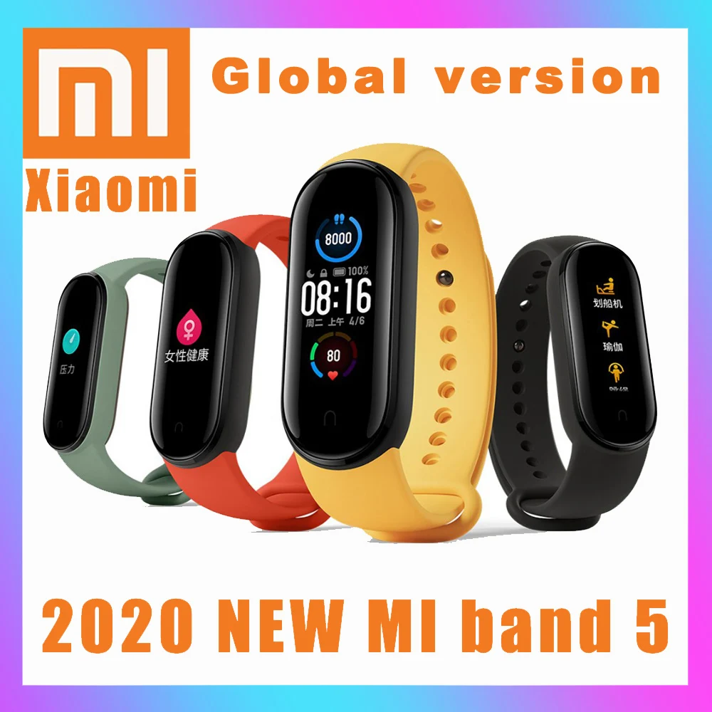 Новинка 2020 фитнес браслет Xiaomi Mi Band 5 Магнитная Зарядка 24 часа пульсометр сна REM шаг