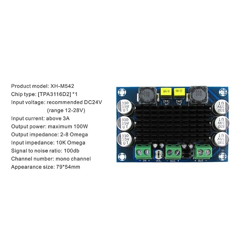 Dc 12V 24V 100W Tpa3116 D2 Da моноканальный цифровой усилитель мощности аудио Плата