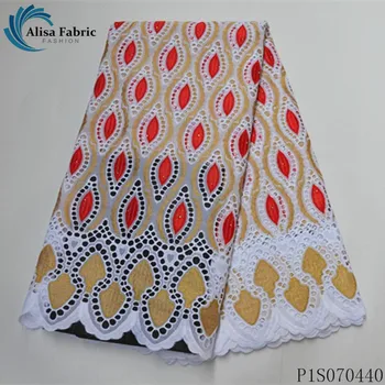

Alisa newest swiss voile lace fabric circular holes hollow out design embroidered with stones african dry laces 5 yards/piece