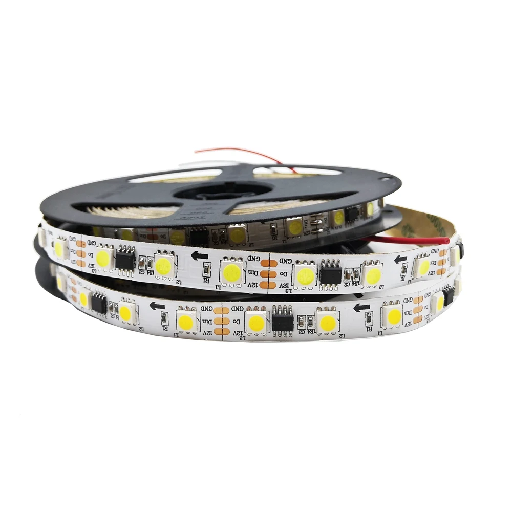 5 м/рулоны DC12V WS2811 Светодиодные пиксели программируемая Светодиодная лента 60 светодиодов/м, ws2811IC 5050 RGB SMD белая полоса пропускания pcb свет