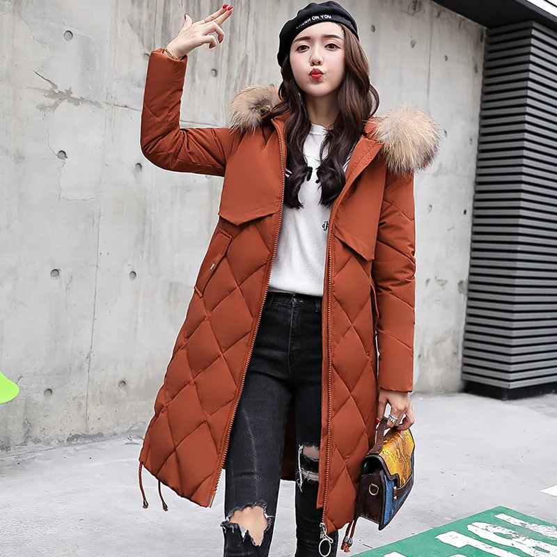 

Off Season Winter 2019 New Style down Jacket Cotton-padded Clothes Women's Large Size Mid-length over-the-Knee Slim Fit Cotton-p