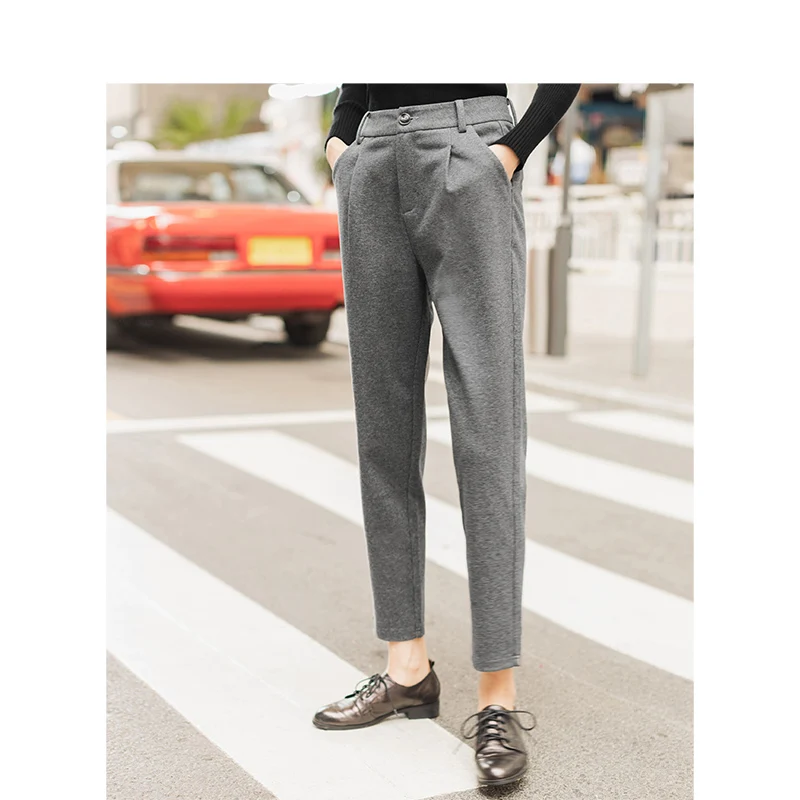 Skup INMAN wiosna jesień zima literacki klasyczny minimalizm luźna, bawełniana pościel średniej talii kobiety długie spodnie ołówkowe