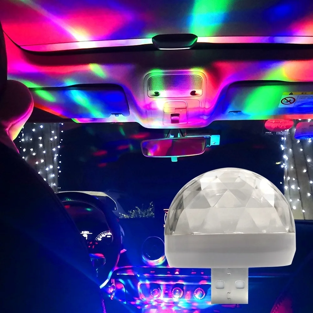 Автомобильная лампа с USB-разъемом DJ RGB миниатюрный Красочный музыкальный