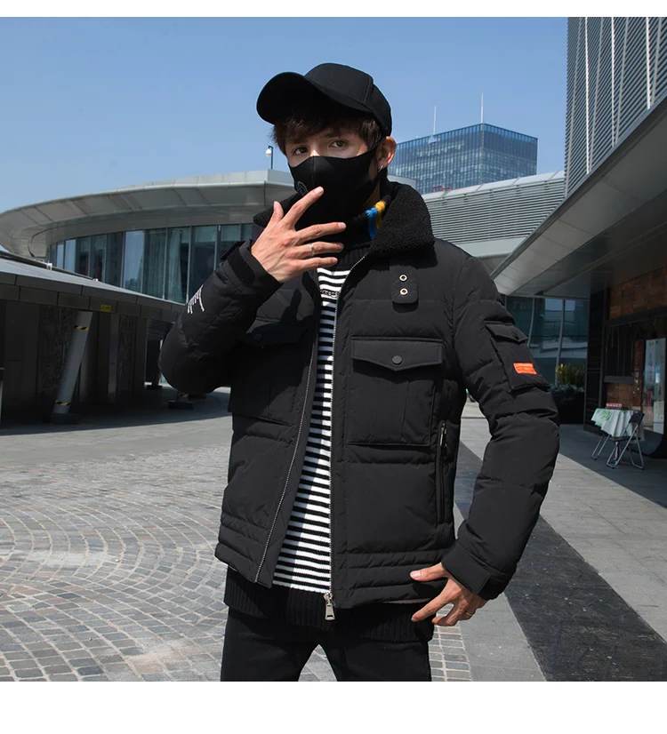 Parka Men Coats Winter Jacket Men Thicken Warm Berber Fleece Collar Outwear Coat Men Clothing Casual Pocket Men Coat