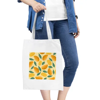 

Cartoon Fruit Reusable Folding Shopping Bags Grocery with Pouch Large Women Eco Portable Shoulder Handbag Canvas Travel Tote