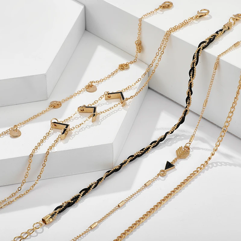 Tocona Boho Shell Layered Gold Color Foot Chain Barefoot Sandals Heart Fish Alloy Colorful Rope Anklets for Women Summer Jewelry - Image 3