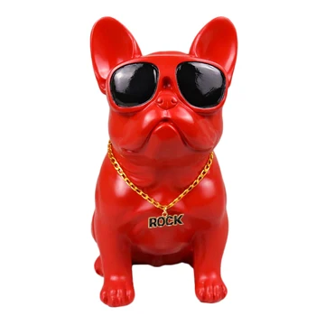 

Glasses French Bulldog Statues Figurines Animal Dog Art Sculpture Resin Art&Craft Home Decoration Accessories R542