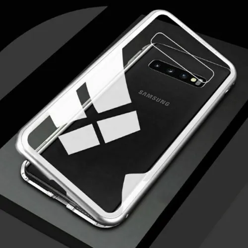 Магнитный адсорбционный металлический чехол для samsung Galaxy S10 S9 S8 S7 Edge Note 9 8 10 Plus Магнитный чехол для samsung A10 A50 A70 чехол s - Цвет: Clear Silver