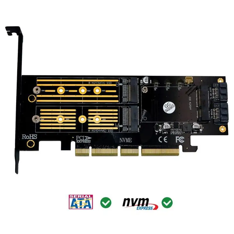 M.2 NVMe SSD NGFF mSATA to PCI-E 4X Raiser mSATA 3 в 1 PCI-E Riser Card