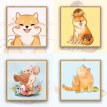 

Akita Dog Deer Cat Full Square/Round Stones Cartoon Diamond Embroidery 5D Diamond Painting Diamond Mosaic Cross Stitch Diamant