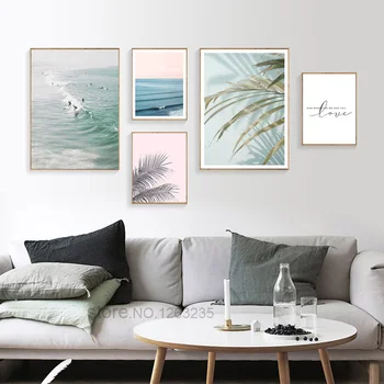 

Beach Landscape Minimalist Scenery Nordic Poster Art Canvas Painting Motivational Wall Pictures For Living Room Modern Unframed