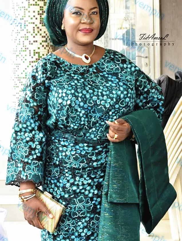 

african hadncut organza Lace Fabric 2020 High Quality embroidered nigerian Organza lace Fabric with sequins For party dress