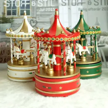 

Exquisite Wooden Classic Musical Carousel Music Box Cute Christmas Decorations