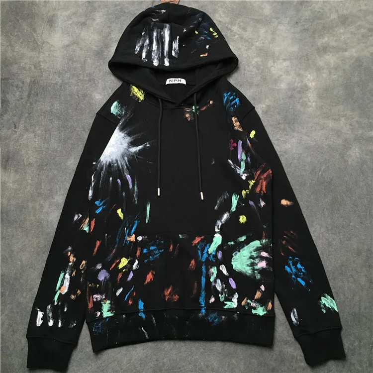 

New Hot 2019 Novelty Men Off Graffiti ghost hand Hoodies Hoody hooded Sweatshirts velvet Cotton Drake Thicken Fleece #E61
