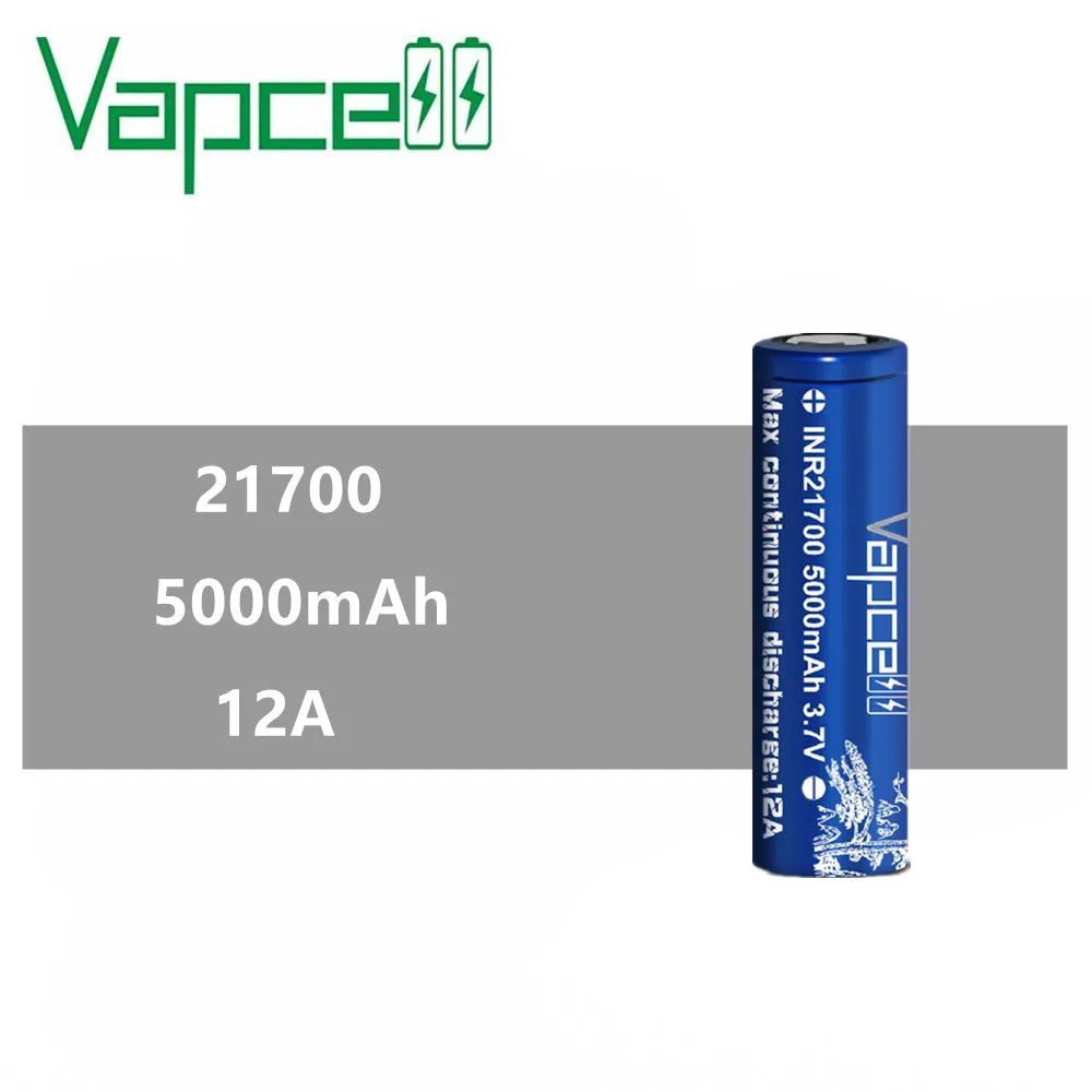 Оригинальный аккумулятор Vapcell 21700 5000 мА ч 12 А 3 7 в литий-ионный большой емкости