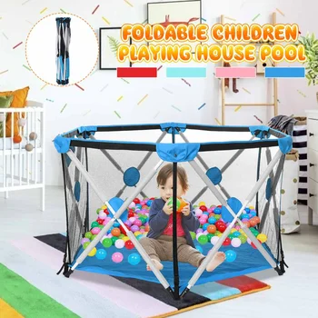 

Baby Children Playpen Folding Playing House Portable Outdoor Indoor Toddler Game Pool Fence Kids Safety Barrier Tent 125x70cm