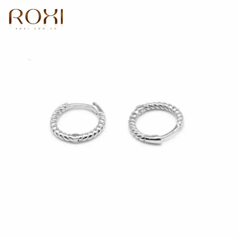 ROXI модные корейские серьги простые с переплетенными линиями серьги-гвоздики для женщин ювелирные изделия для девочек Круглый Круг Серьги из стерлингового серебра 925 пробы