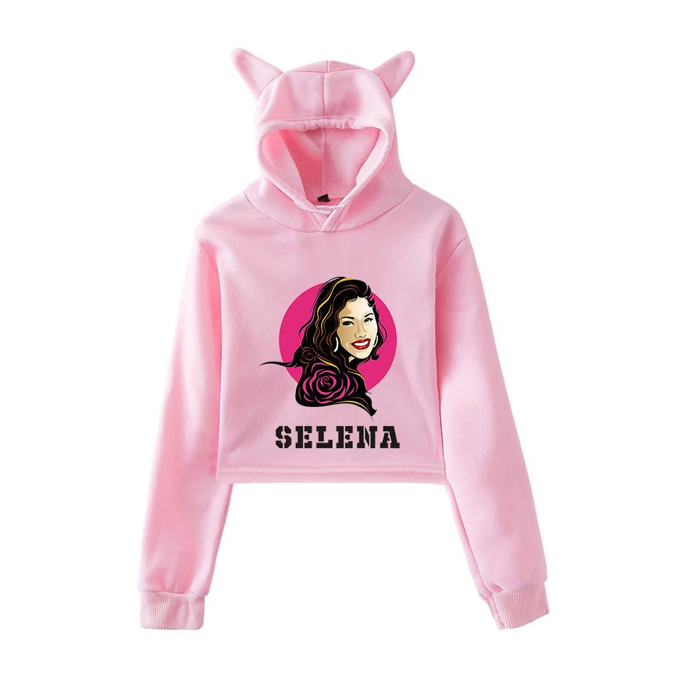Selena Quintanilla кошка толстовки с принтом для женщин летний короткий кошачий топ модные толстовки с капюшоном Сексуальная уличная одежда размера плюс