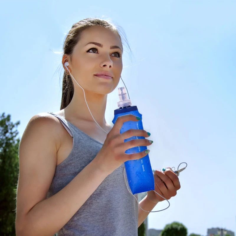

500ml Collapsible Water Bottle TPU Soft Flask Folding Travel Drinker for Running Camping Hiking ENA88