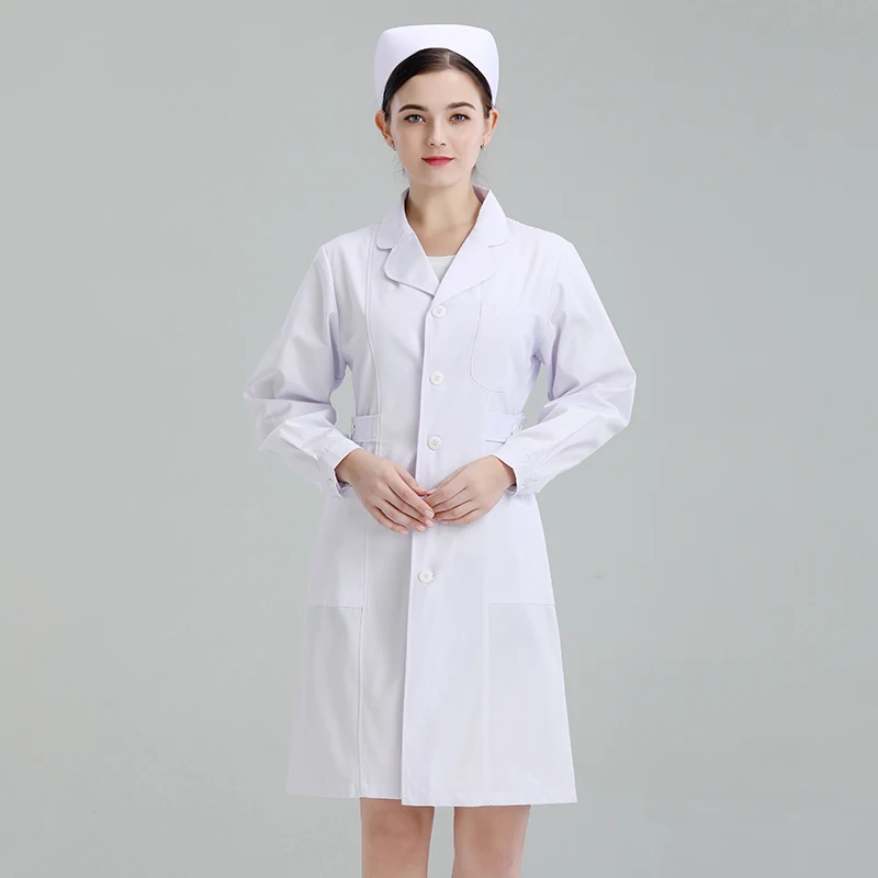 Lab Uniforms Female Fashion Work Wear Pharmacy White Coat Doctor Hospital Clinic Gown Out Clothing medical gown Dress Robe