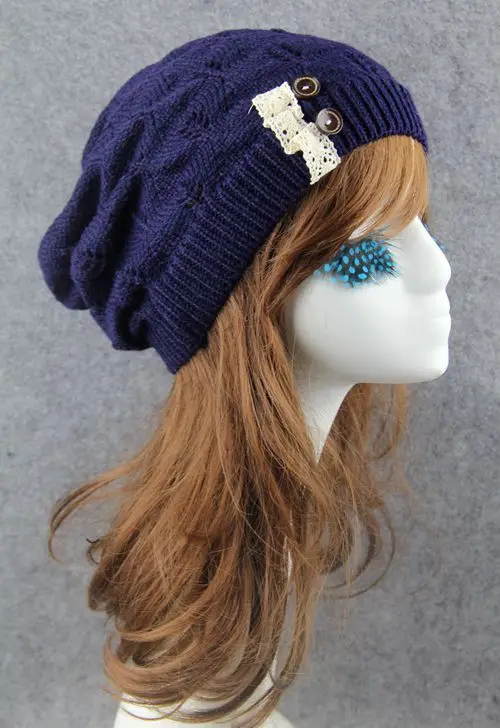 Зимние трикотажные шапки для девочек Однотонные мусульманский тюрбан шапки женские модные теплые зимние шапки и шапочка ручной шерстяной вязаный головной убор