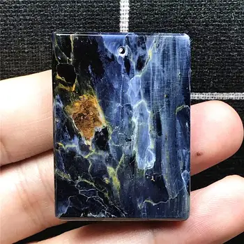 

Top Natural Blue Pietersite Pendant For Woman Man Crystal 41x30x7mm Rectangle Beads Big Namibia Strong Fire Stone Jewelry AAAAA