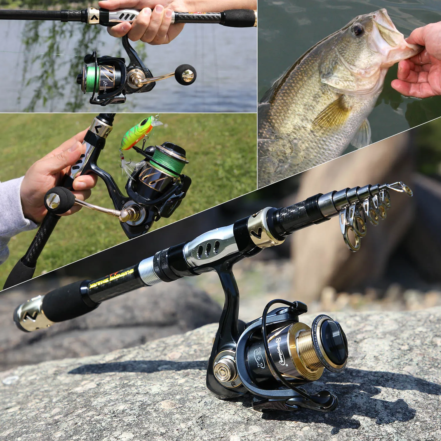 Sougayilang Fishing Rod And Reel Combos 1.8-3.0m High Carbon Fiber