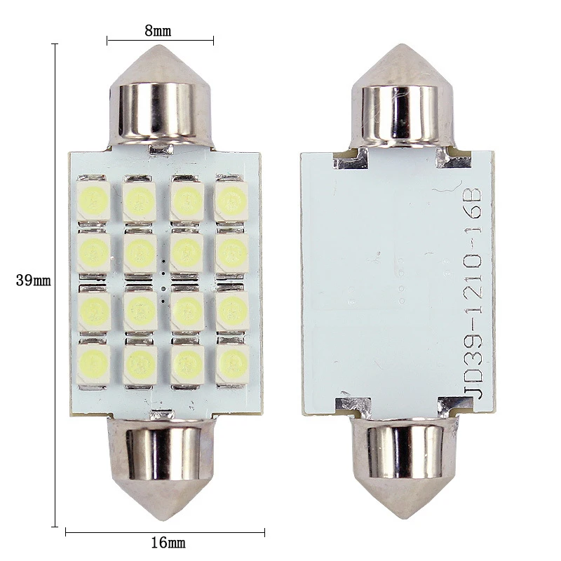 500 шт. белый 31 мм/36 мм/39 мм/41 мм 1210 3528 16SMD DE3175 DE3022 светодиодный лампы для подсветка для салона автомобиля конусообразная лампочка для чтения свет