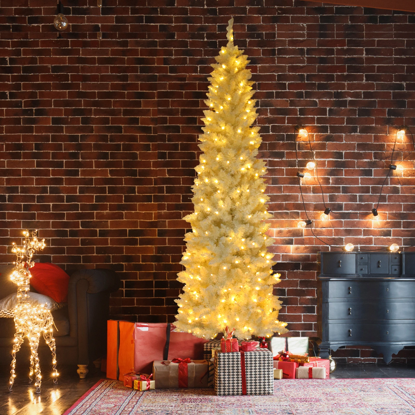 Logisch openbaring Afstoten Fch 6.5/7.5FT Massaal Gebonden Licht Kerstboom Met Optische Fiber Groen/Wit  [Us Voorraad]|Bomen| - AliExpress